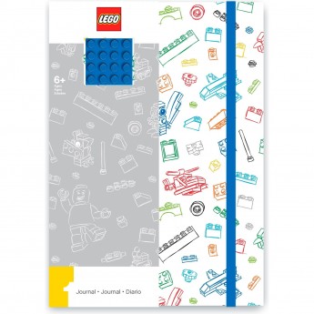 Книга для записей с резинкой и пластиной LEGO, сине-белая (96 листов) 51842L